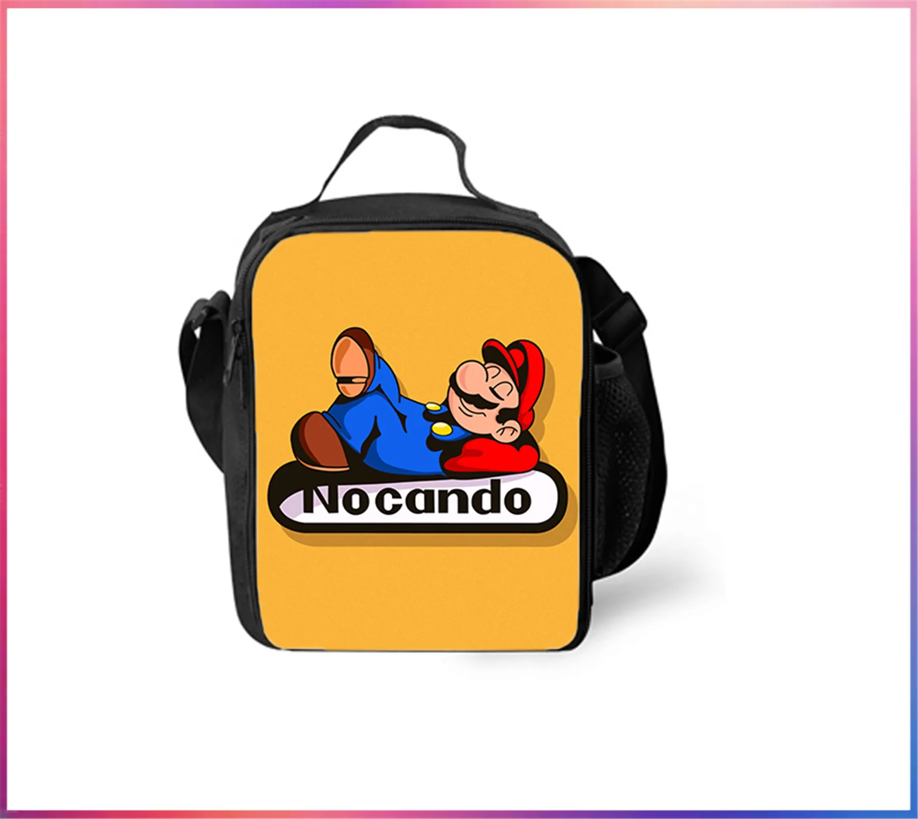 Super Mario Student Waterproof Lunch Bag-Insulated Cartoon Lunch Box-Reusable Lunch Tote for Student