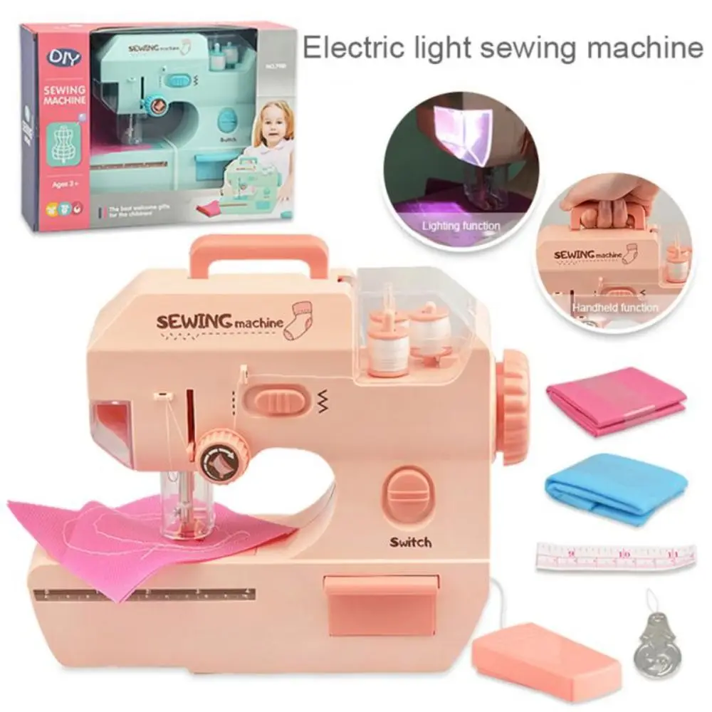 Kids Mini Sewing Machine Toy Design Clothing Toy Can DIY Knitting Machine Kid Dollhouse Decor Miniature Furniture Toys For Girls