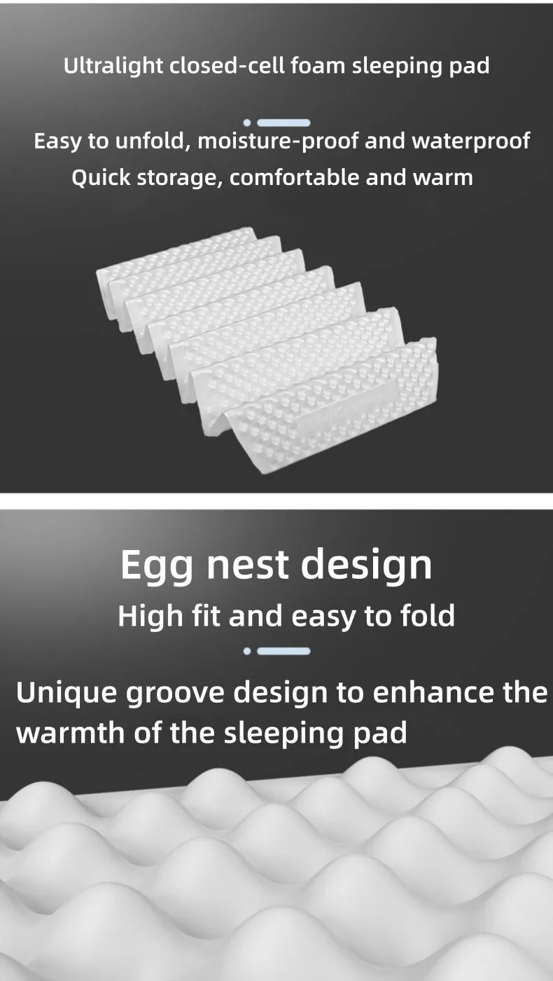 Mountain Spring Ying99/Y99 Ultralight Egg Nest Foldable Moisture‑Barrier Camping Mat Portable Egg‑Crate Foam Pad Backpacking