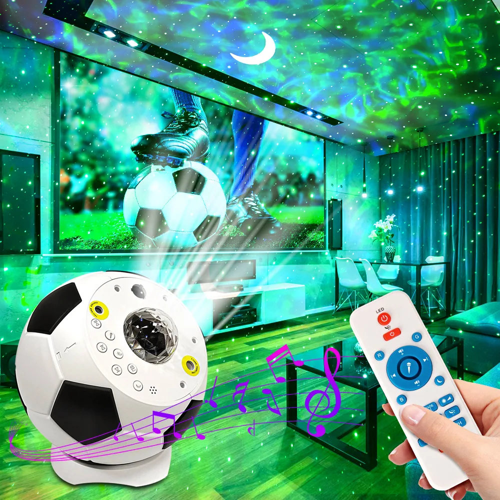 Party Light Football Shaped Laser Light Water Ripple Remote Control Projection Light Starlit Sky Light Holiday Home Decoration
