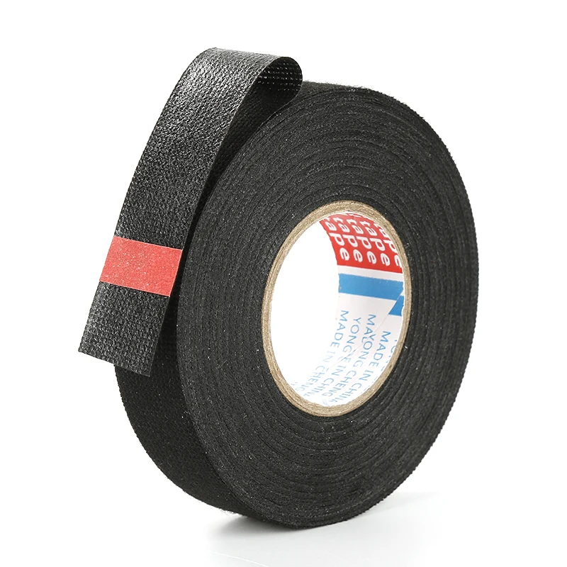 15m 30mm 25mm 19mm 15mm 9mm Black Velvet Wiring Bundle Flame Retardant Electrical Tape Adhesive Cloth Fabric Wiring Loom Harness