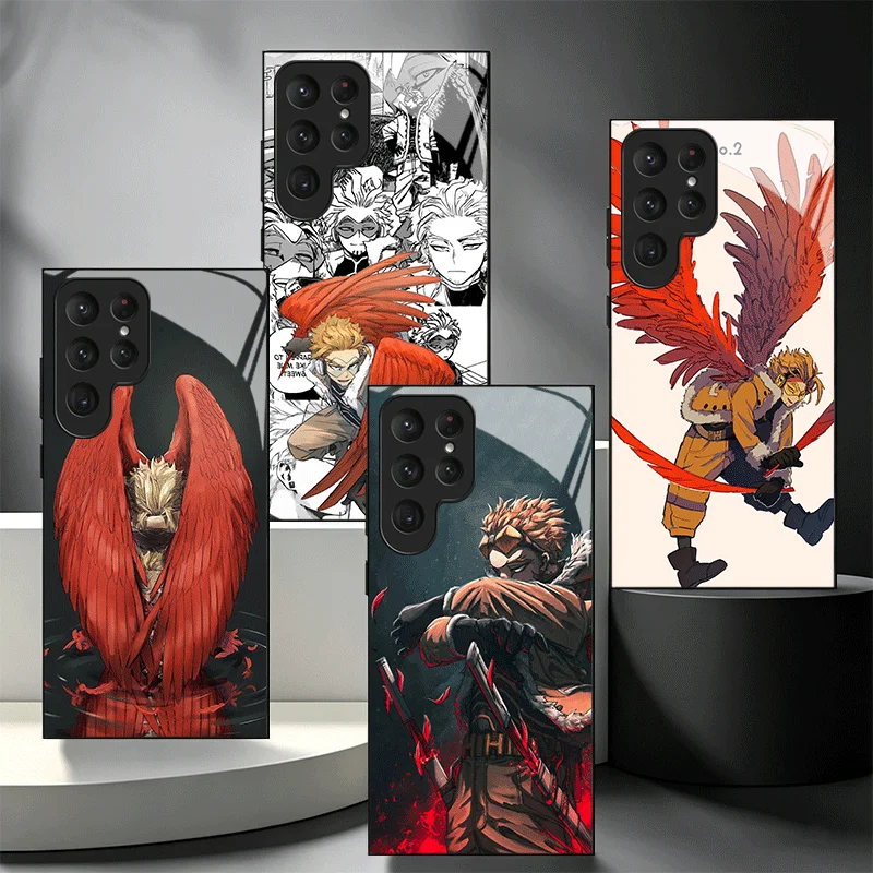 MHA My Hero Hawks Glass Phone Case for Samsung Galaxy S26 S25 S24 S23 Ultra Edge S22 S21 Plus S20 FE Shockproof Cover Shell