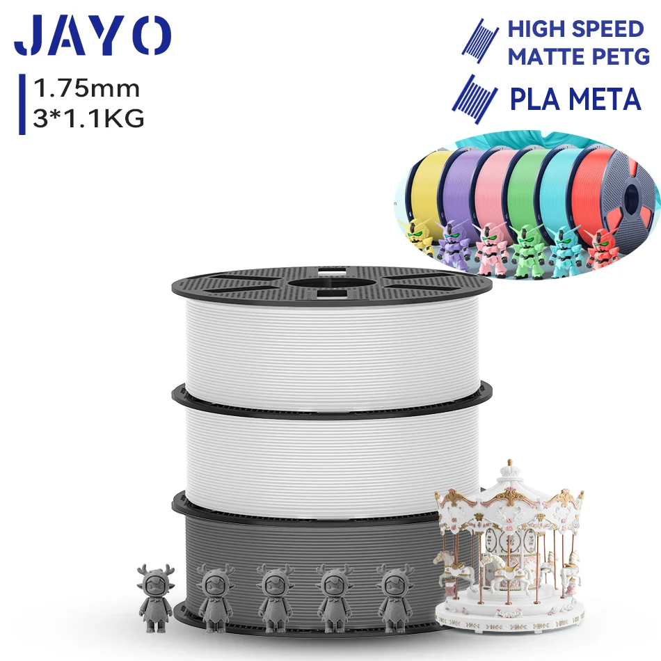 JAYO 3.3KG 3D High Speed Matte PETG/PLA meta Filament 1.75mm 30mm/s - 600mm/s Print Range High Flow Speedy PETG 3D Filament