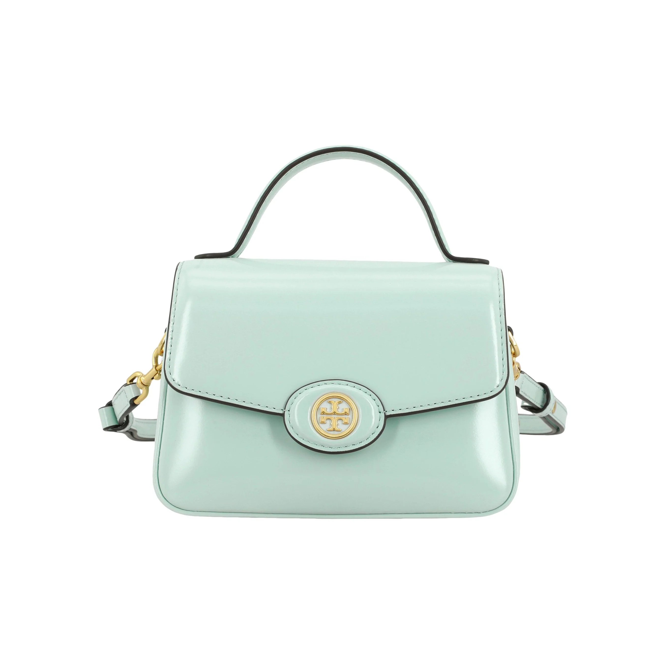 TORY BURCH Tory Burch Robinson Patent Leather Shoulder Bag, Crossbody Bag, Handbag Small Women's Light Blue 147467-400