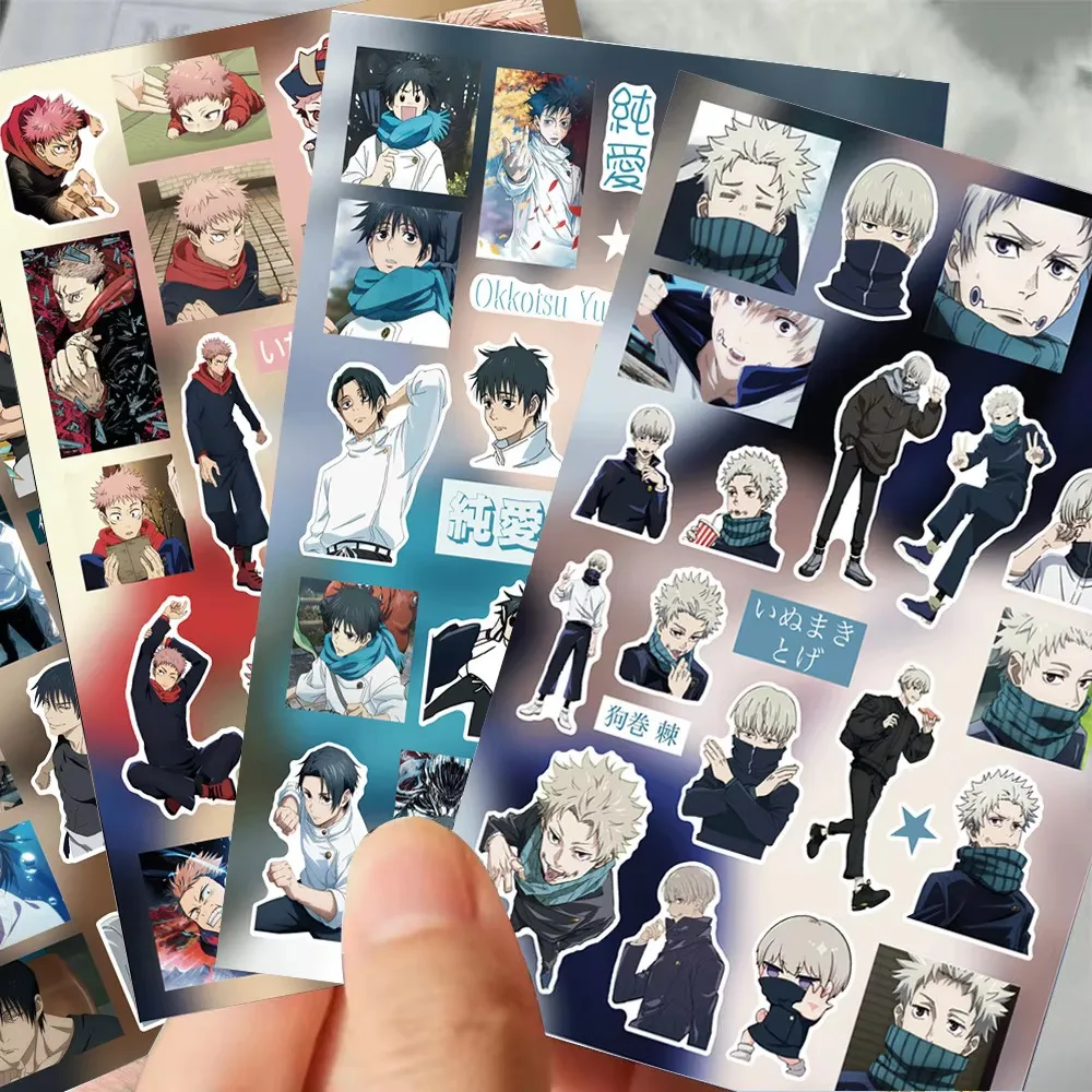 8 Sheets Per Set Japanese Anime Jujutsu Kaisen Stickers Gojo Satoru Cartoon Sticker Laptop Phone Guitar Bike Cool Manga Stickers