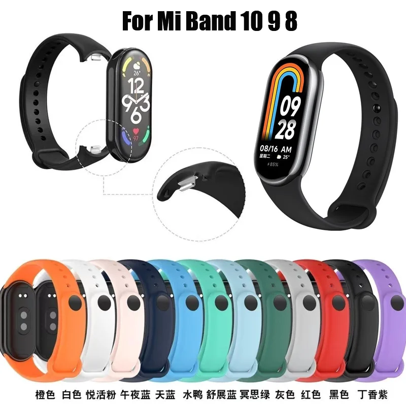 Official silicone Watch band For Xiaomi Mi band 10-NFC Strap Replacement miband10 Bracelet Sport smart mi band 9-8 Accessories image 2
