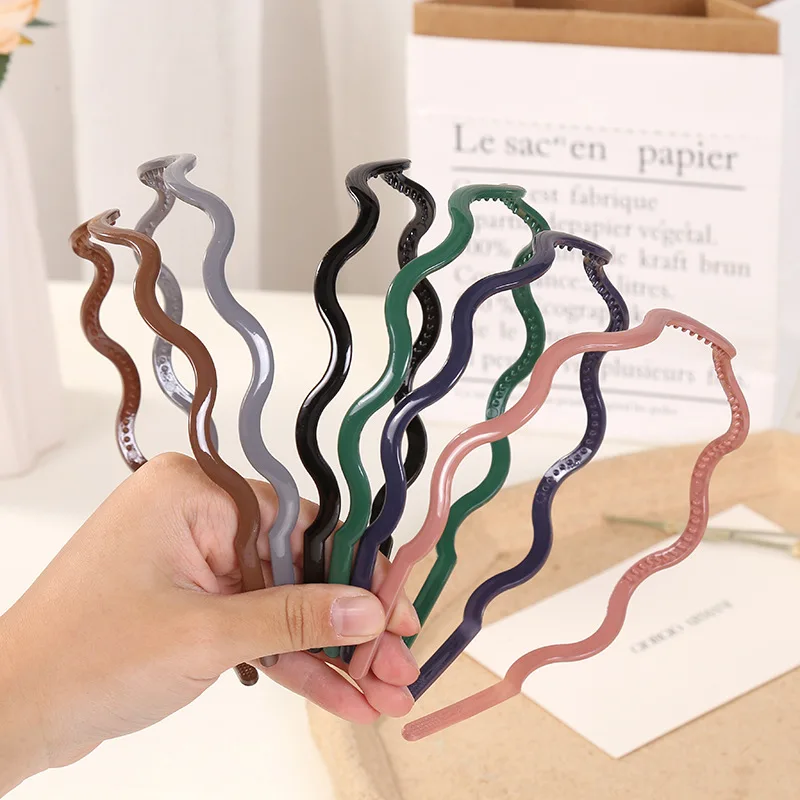 New Fashion Candy Color Wavy Geometric Grid Anti-slip Headband Hair Band for Women Girls Hair Accessories Headwear Wholesale