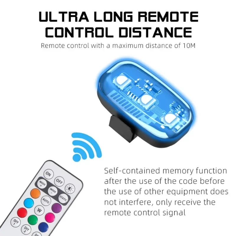 For Car Bicycle Motorcycle Drone Motorcycle RGB LED Strobe Lights with Remote Control LED Flash Wireless Light Warning Lights