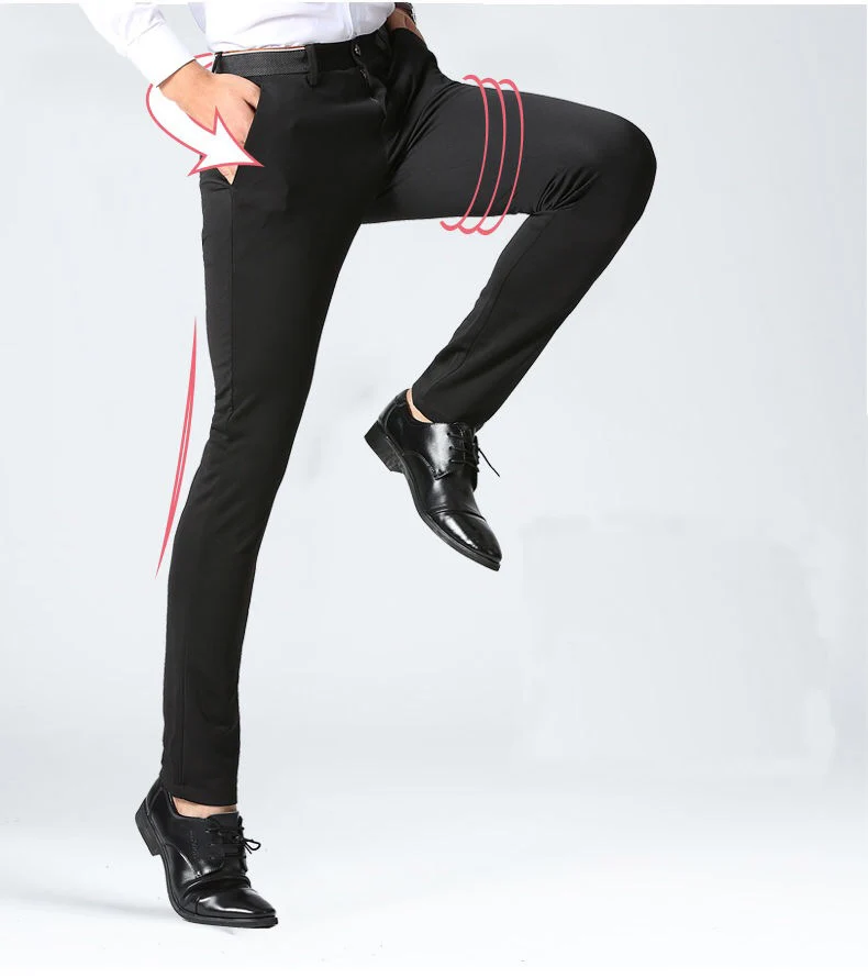 Männer Sommer Mode Business Casual Lange Hosen Anzug Hosen Männliche Elastische Gerade Formale Hosen Plus Große Größe 28-40 – Detail 8