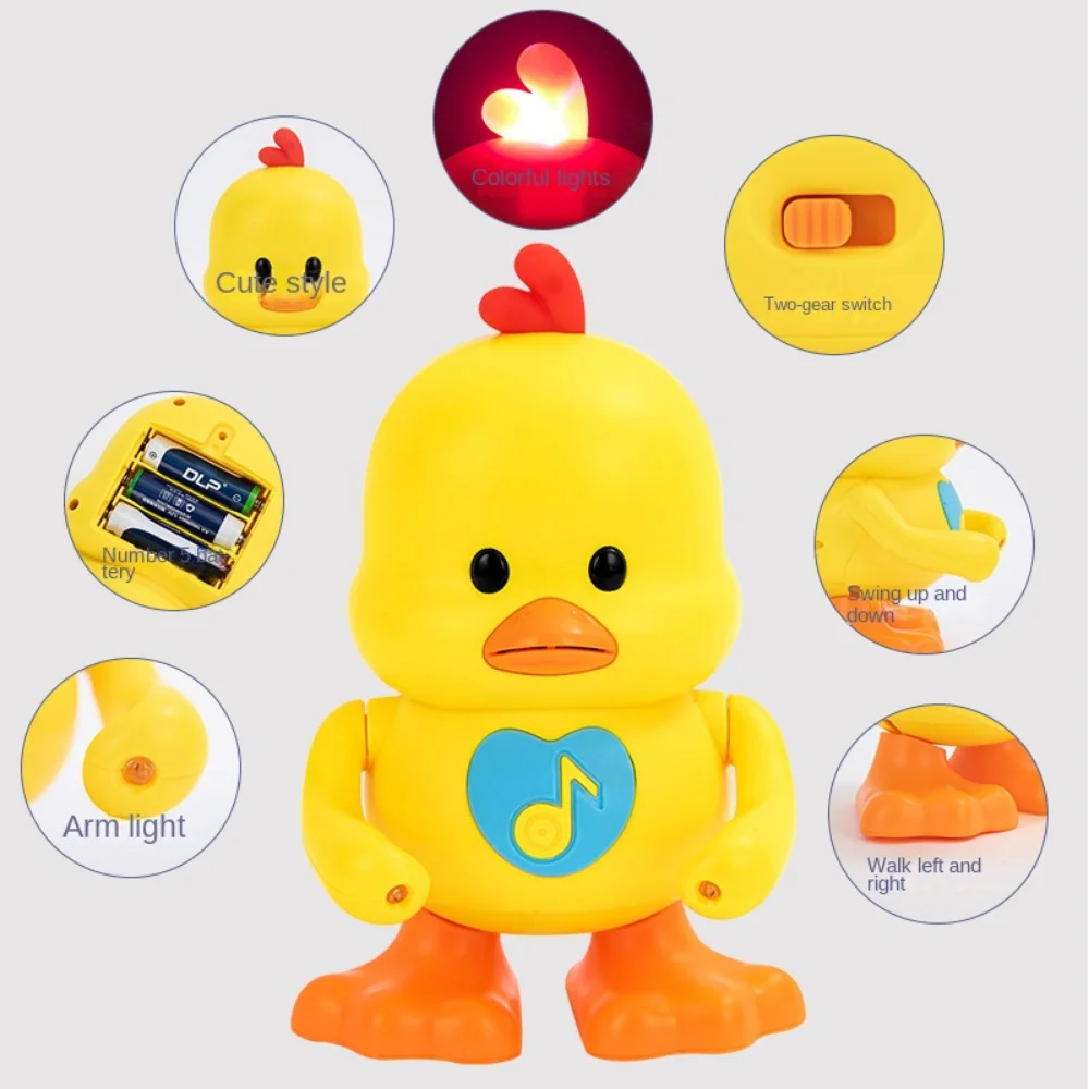 Dando pato elétrico dança patos som brinquedos luminoso amor gesto dança patos modelo gravável coração