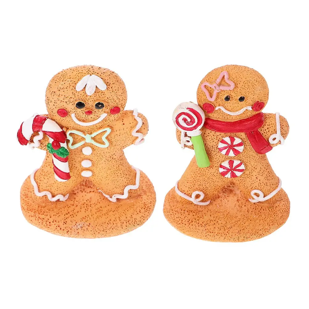 

2pcs Gingerbread Man naments Christmas Miniature Decorations Resin Craft Holiday Table Centerpiece Festive Atmosphere