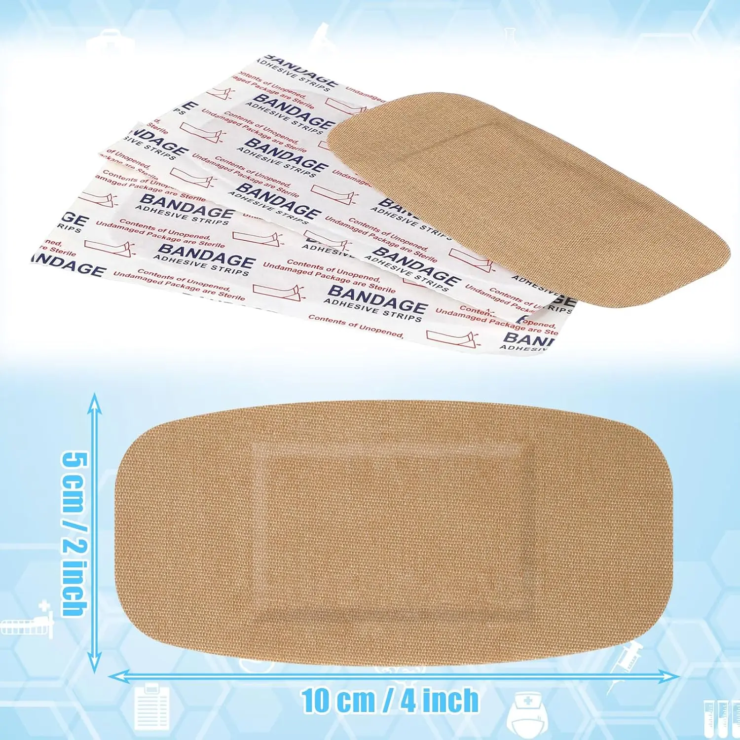 

600 Pcs Large Bandages Bulk Big Flexible Adhesive Bandages Fabric Bandages for and Protect Wounds, 2 x 4 Inch