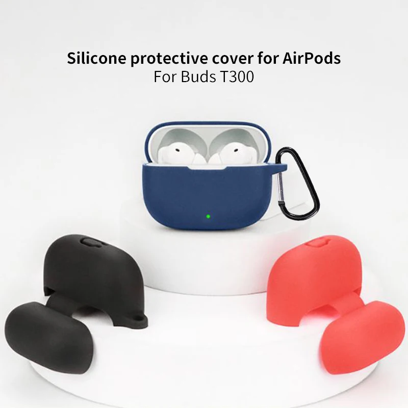 Soft Silicone Case For Realme Buds T300 With Hook Solid Colour Wireless Headphone Cover For Realme Buds T300 Protective Shell