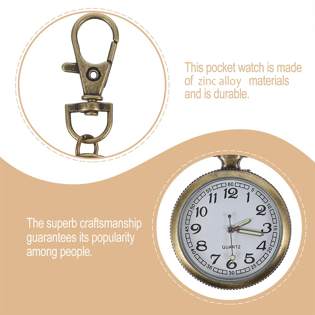 

Casual Pocket Watch Nurse Theme with Keychain Function Large Clear Numbers for Easy Reading on The Go Nurse Watch
