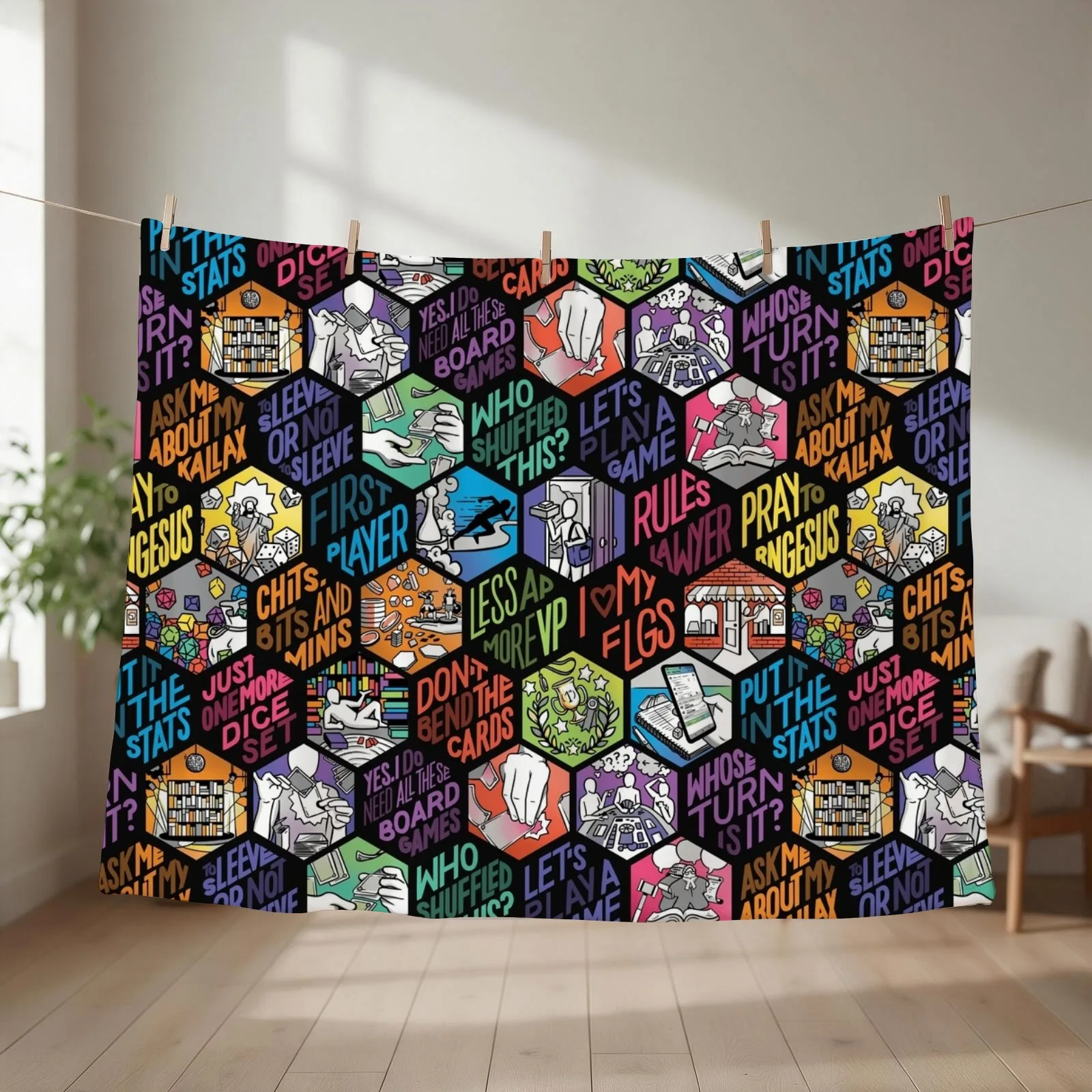 Board Gamer Isms Hex Throw Blanket couch cozy soft plush fuzzy picnic outdoor blanket