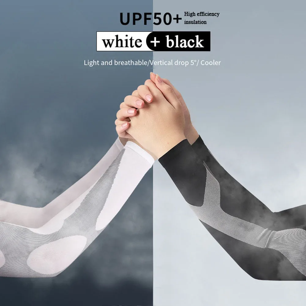 1Pair Arm Sleeves Large Size High Elastic Cuffs Summer Outdoor Sun Protection Arm Covers Unisex Ice Silk Sleeve Men Cycling Cuff