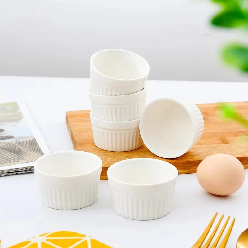 Porcelain pan and lasagna rectangular pan and 6 small moulds ceramic pan set baking cups and trays