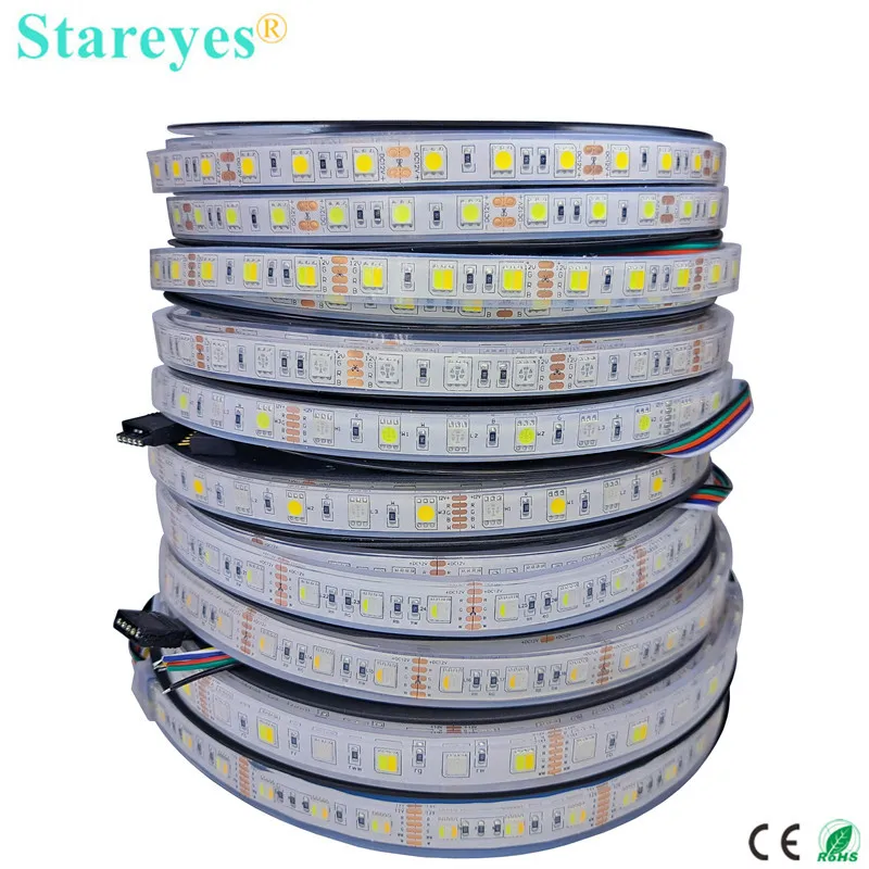 IP68 Waterproof SMD 5050 LED Strip 60 LED/m DC12V 5m DC24V 10m Warm white CCT RGB RGBW 4 in 1 RGBCCT 5 in 1 LED Rope Ribbon Belt