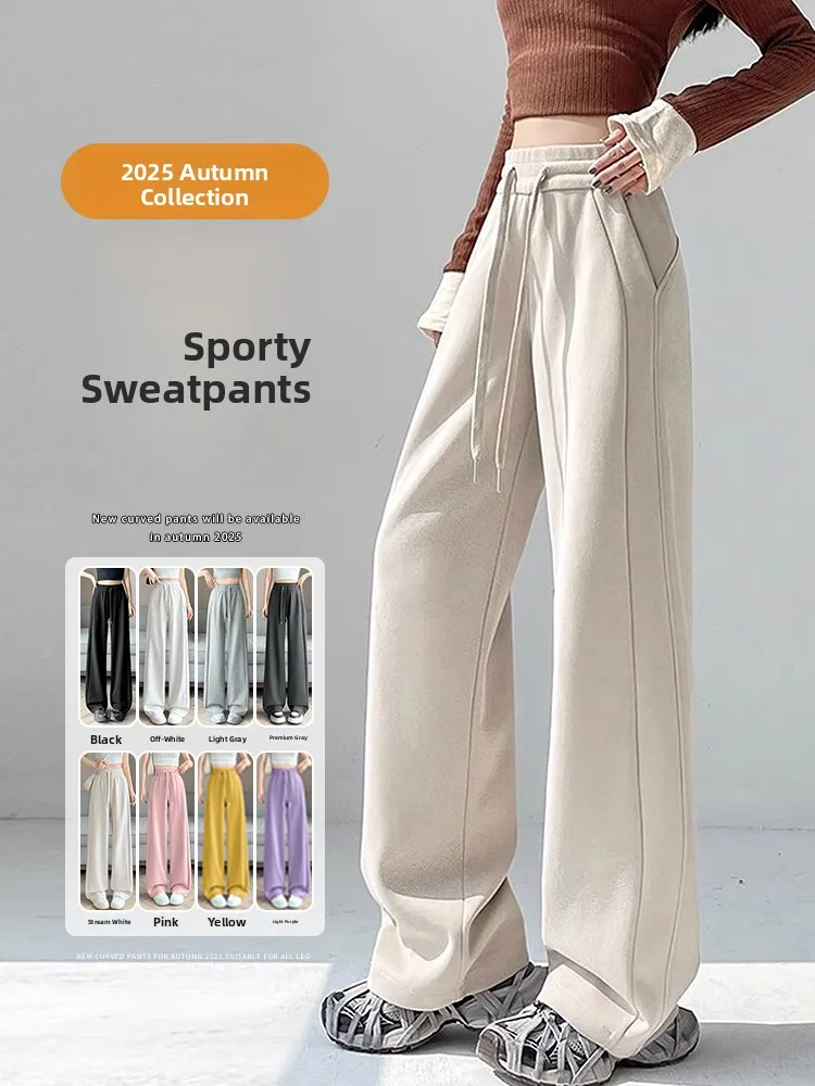 

Thiened прямые брюки для фитнеса, женские повседневные спортивные штаны с бананом, свободные широкие брюки для бега, осеннее новое поступление