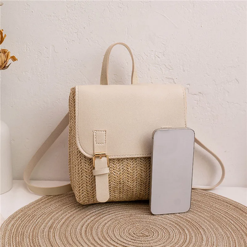 Borse di paglia per il tempo libero alla moda per le donne Mini borsa a trama retrò borsa di design di nicchia da donna zaino intrecciato in Rattan di fascia alta