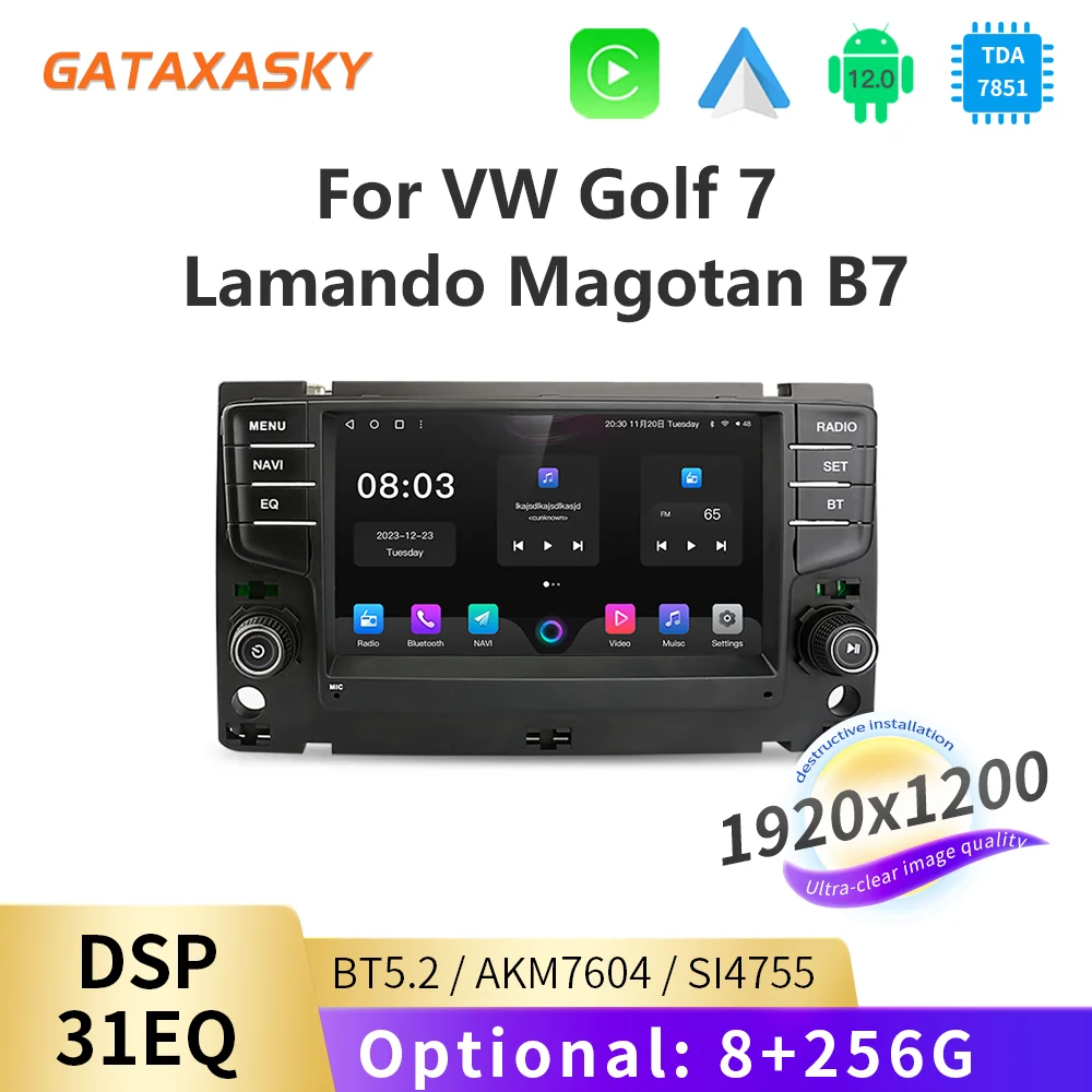 

GATAXASKY 7" Android For VW / Volkswagen Golf 7 Lamando Magotan B7 2017-2019 Carplay Auto Car Radio Multimedia GPS Player Stereo