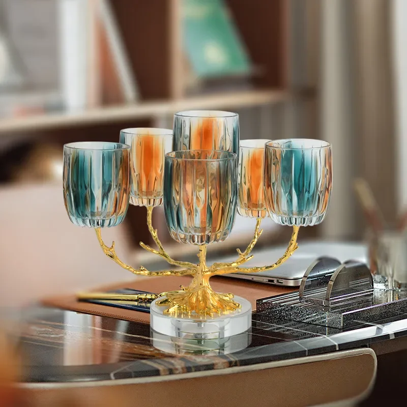 Luxury Crystal Glass Candle Holder European Style Creative Gradient Wine Cup Ornament Romantic Home Table Decoration for