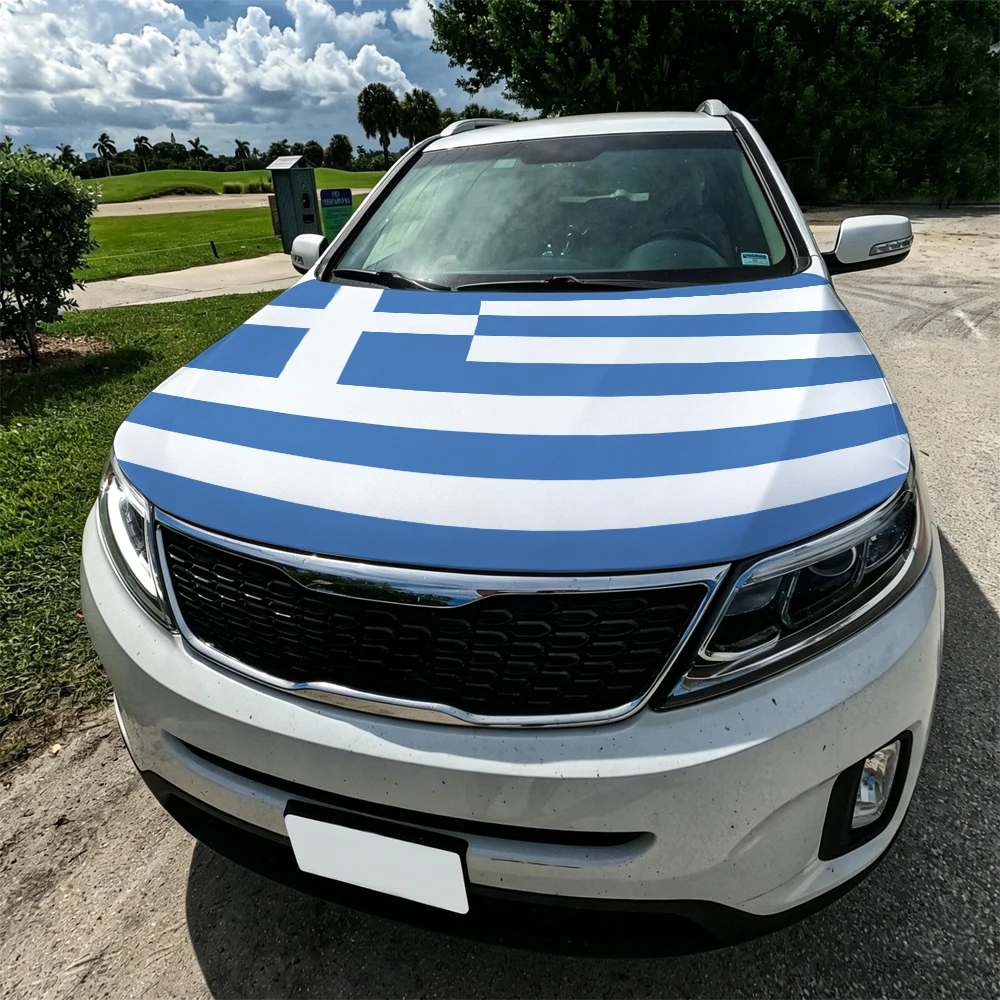 3.8x5.3ft Greece Car Hood Cover Flag Swiss Confederation Car Bonnet Banner Elastic Fabrics Windproof