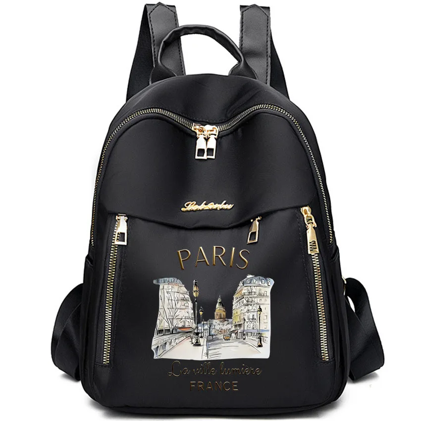 

Женский рюкзак для путешествий, повседневный, водонепроницаемый, из ткани Оксфорд, сумка через плечо, милый принт в стиле 90-х, женская сумка-рюкзак, черный, школьный рюкзак для девочек