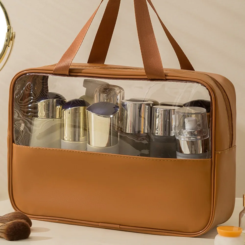 

New Waterproof Cosmetic Bag Large Opening Design Portable Travel Storage Bag PVC Large Capacity Transparent Wash Bag Women Girls