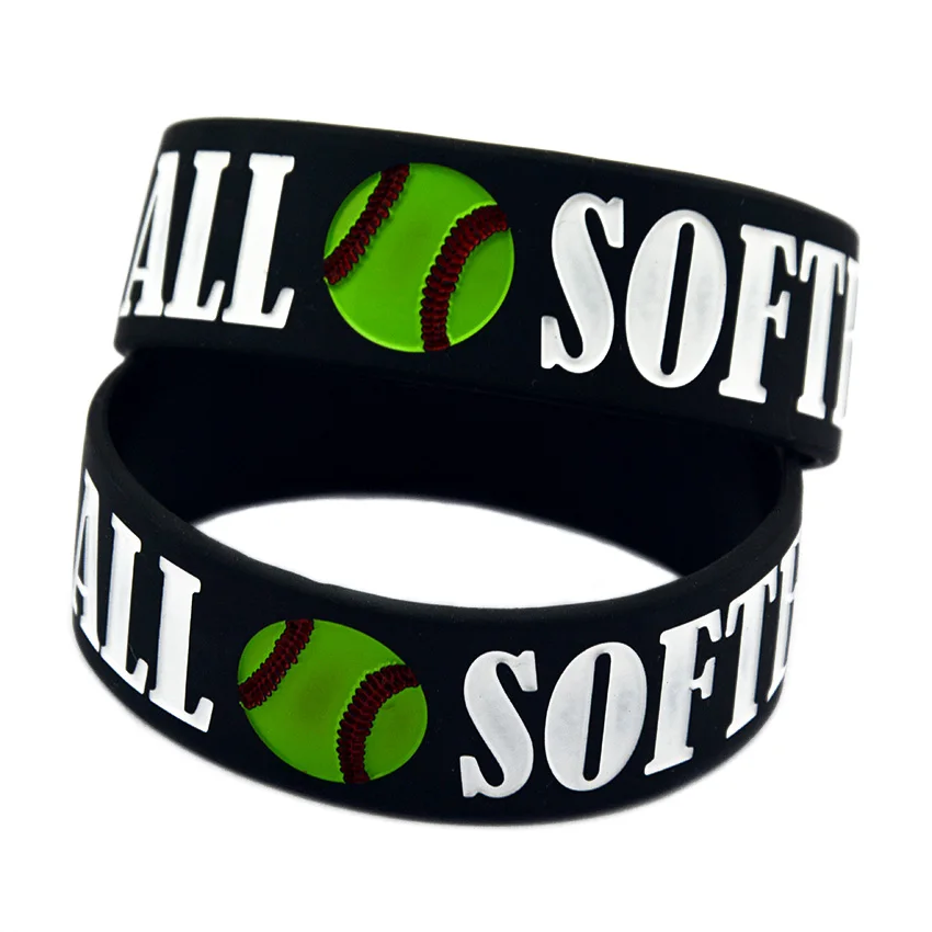 25 Stück 1 Zoll breite Softball-Silikon-Armbänder, Fan-Zeitungszubehör, Gummiarmreifen – Detail 6