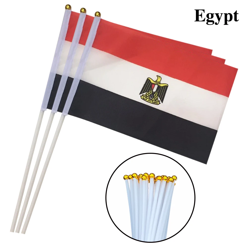 EOODLOVE 10/20/50 pieces 14 * 21cm Egyptian hand-held plastic stick flag Outdoor celebration event Egyptian small flag