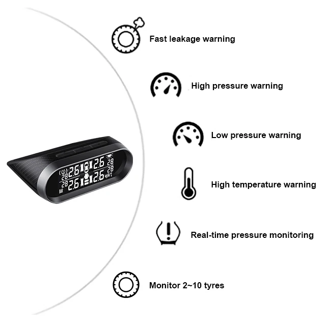 8 snesors external sensor tpms tire pressure monitor gauge for Car Motorhome for 2 tire to 10 tire