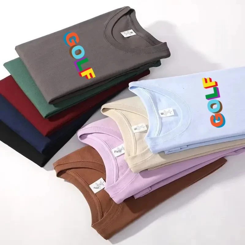 Fashion Men's Summer Cotton T-Shirt and Shorts Set Colorful Letter Print GOLF Outfit Soft Breathable Casual Two Piece Clothing