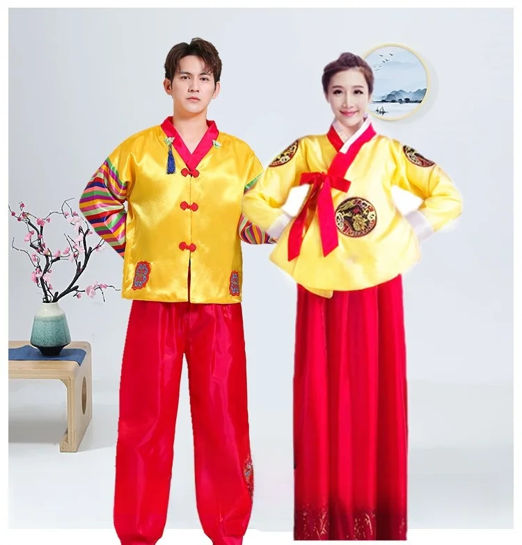 

Одежда для выступлений для взрослых, корейский традиционный свадебный костюм, мужской и женский национальный танцевальный костюм в старинном стиле