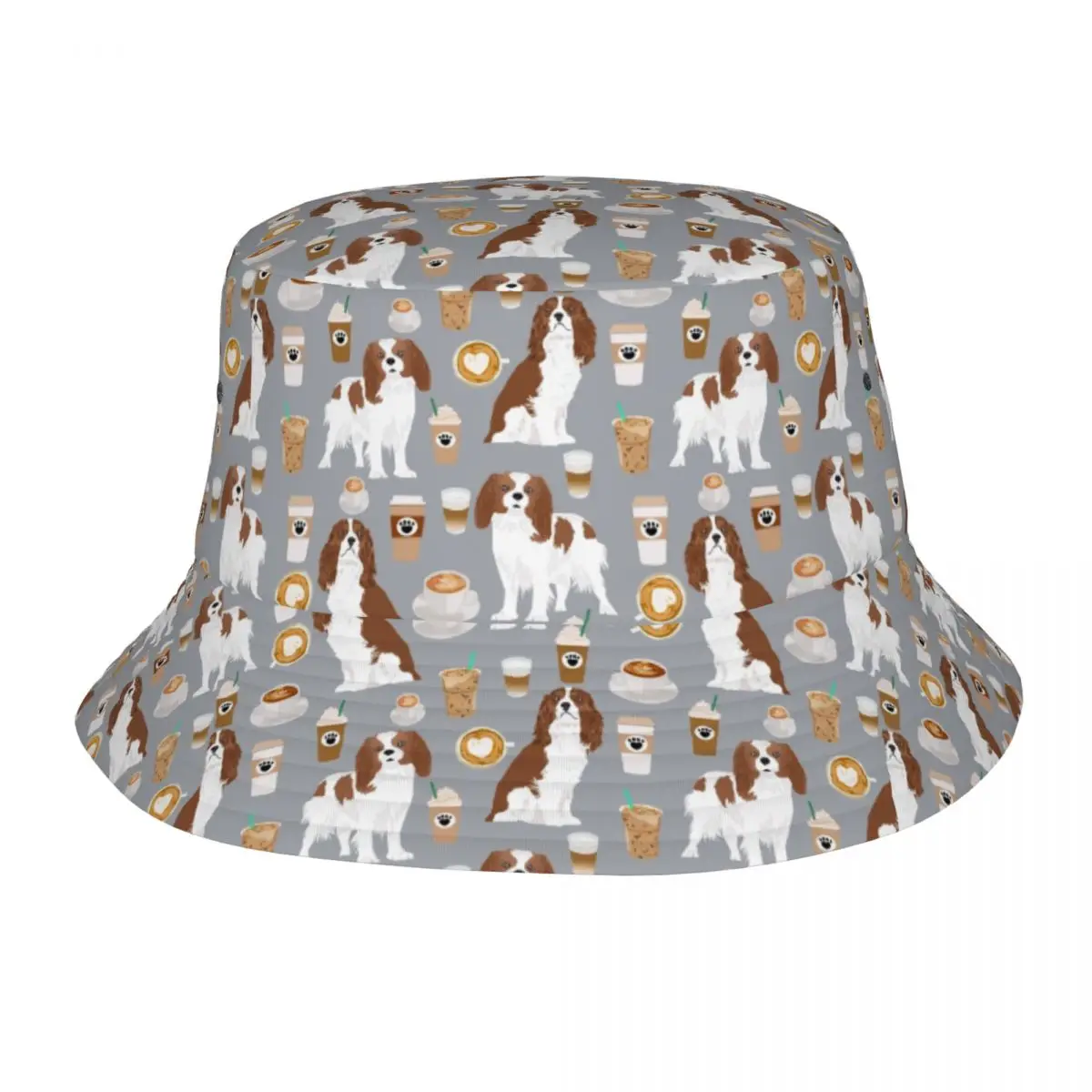 Custom Cavalier King Charles Spaniel Bucket Hats Men Women Pet Portrait Dog Beach Sun Summer Fisherman Cap