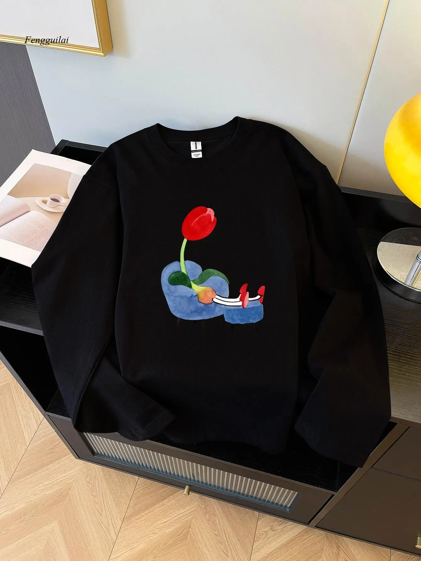 Heavyweight Long Sleeve T-Shirt - Dark Green Casual Shirt with, Soft Everyday Fall/Winter Top for Layering standalone Wear