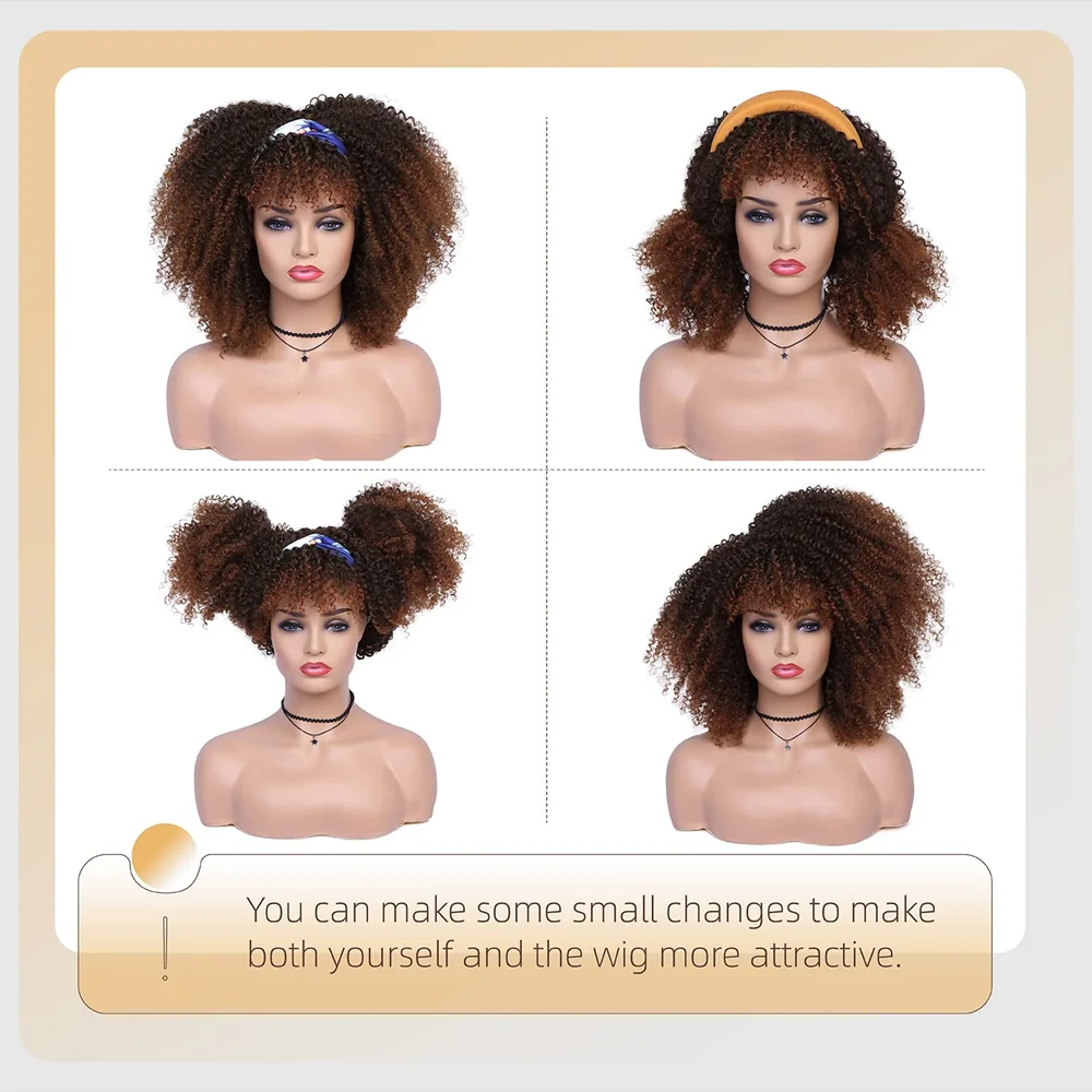 Afro Curly Wig with Bangs for Black Women