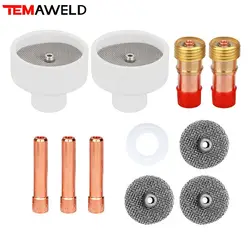 11pcs TIG Welding 10# 12# 14# 16# 24# White Ceramic Nozzle Alumina Cup Kit Torches WP17 18 26 Stubby Collets Body Gas Lens Sets