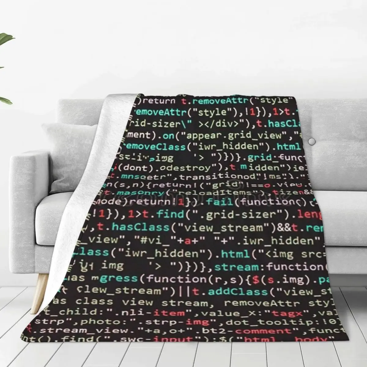 Java Script Code Blankets Soft Warm Flannel Throw Blanket Plush for Bed Living room Picnic Travel Home Couch