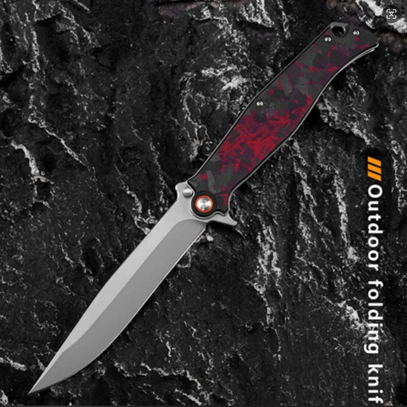 Kesiwo K-J324 EDC Folding Knife CF/Micarta Handle Flipper Ball bearing Outdoor Camping Survival Hunting Fishing Pocket Knife