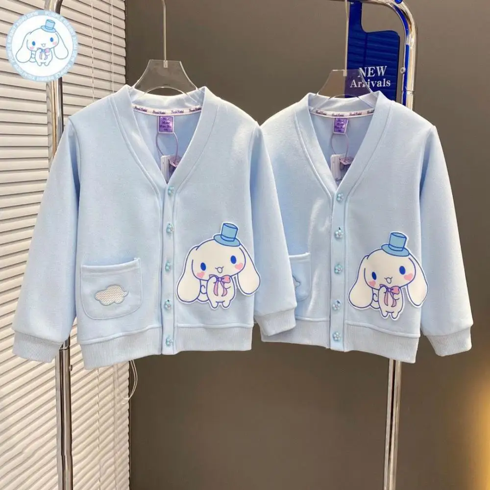 Sanrio minha melodia cinnamoroll kuromi meninas casaco crianças dos desenhos animados anime bonito manga longa térmica superior primavera outono roupas infantis