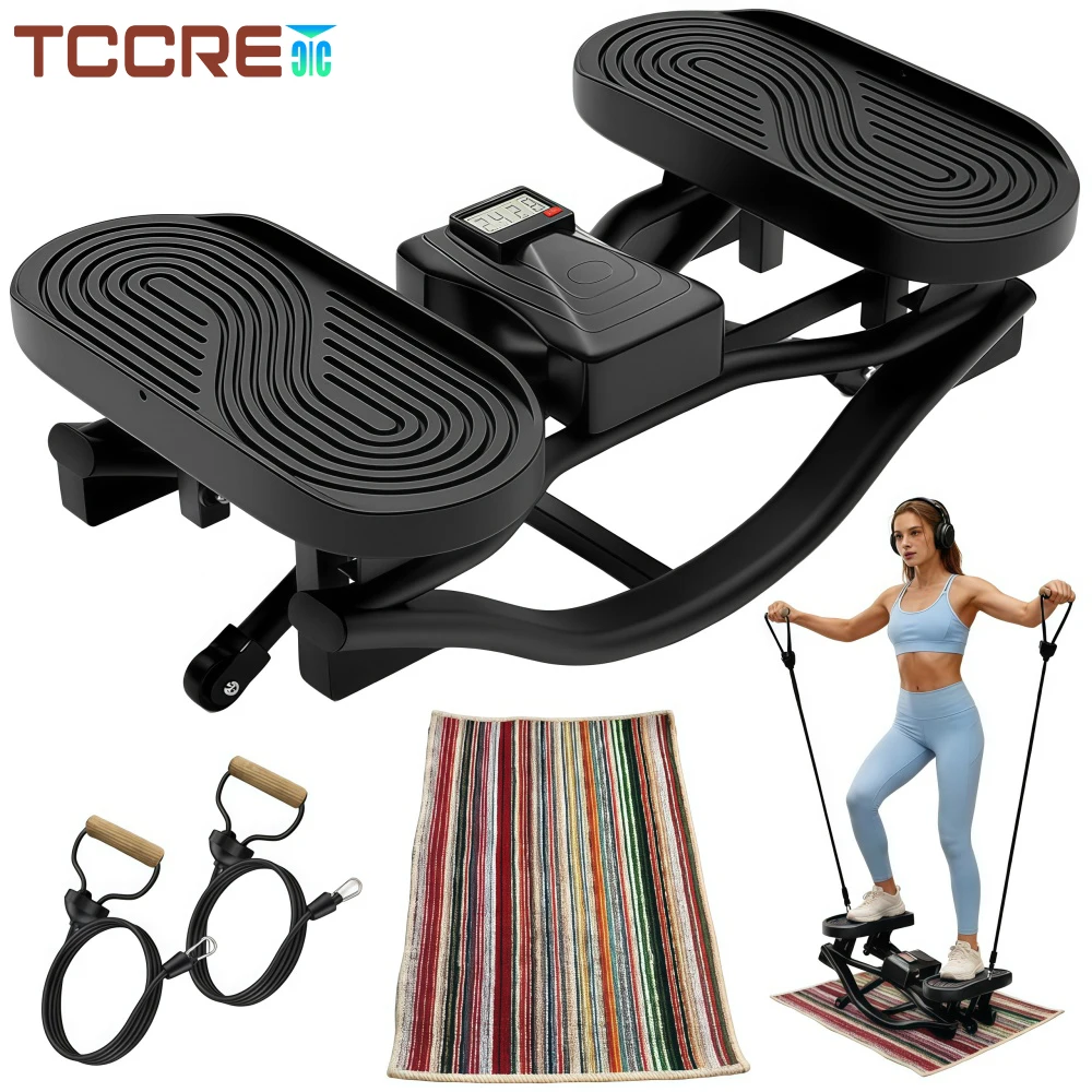 Rocking Stepper with Digital Display with Resistance Bands, 320LB Capacity Low-Impact Home Cardio Machine for Legs, Glutes, Core