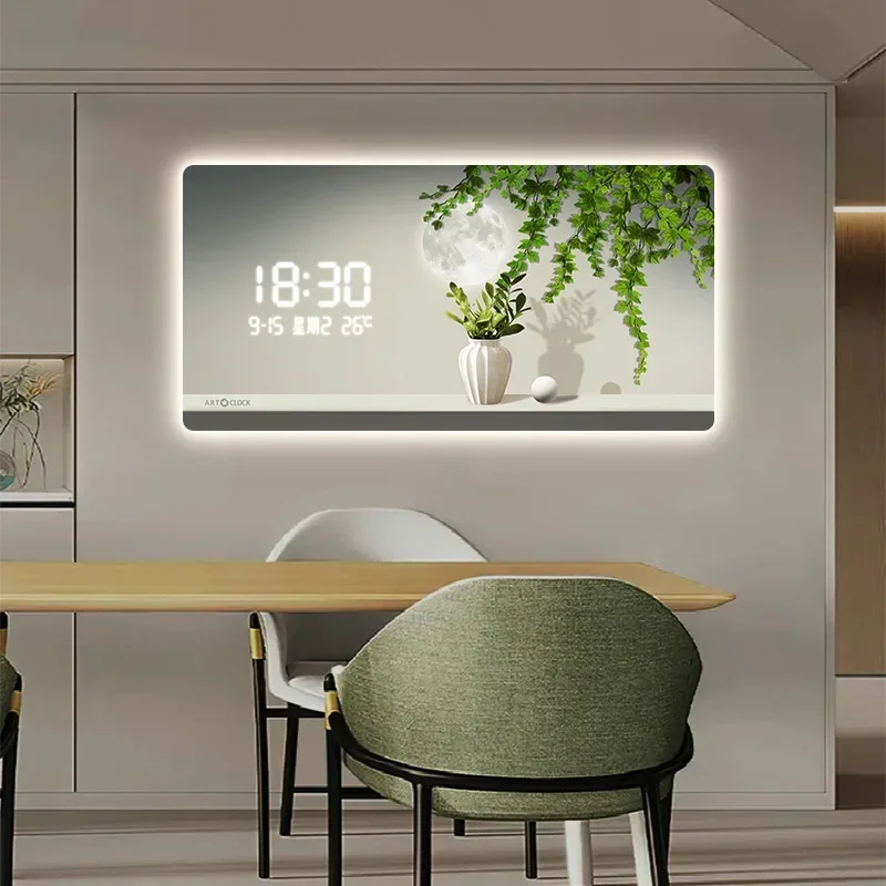 Design Unique Wall Clock Office Nordic Aesthetic Temperature Date Wall Clock Square Modern Reloj Pared Living Room Decoration
