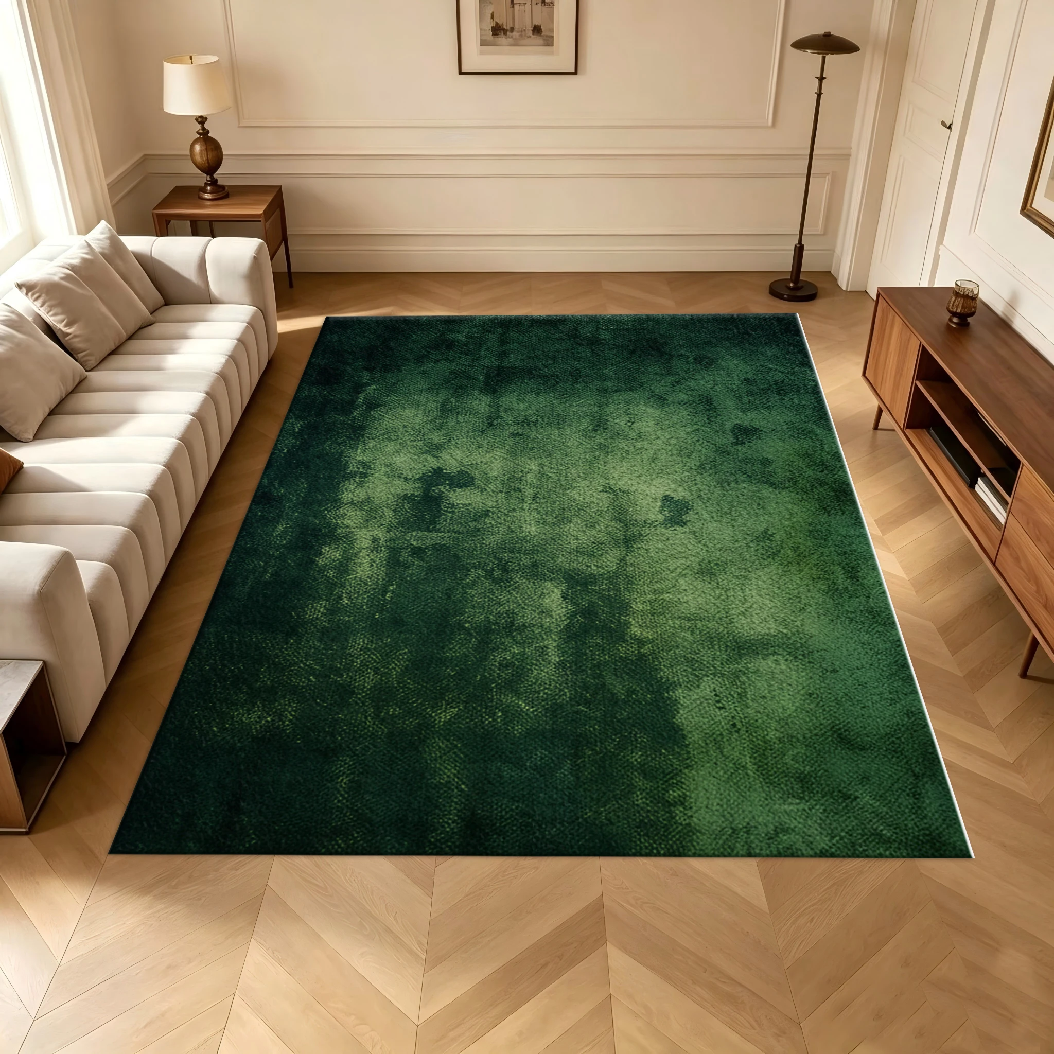 Dark Green Gradient Textured Carpet Flooring Artistic Home Floor Rug for Living Room Bedroom