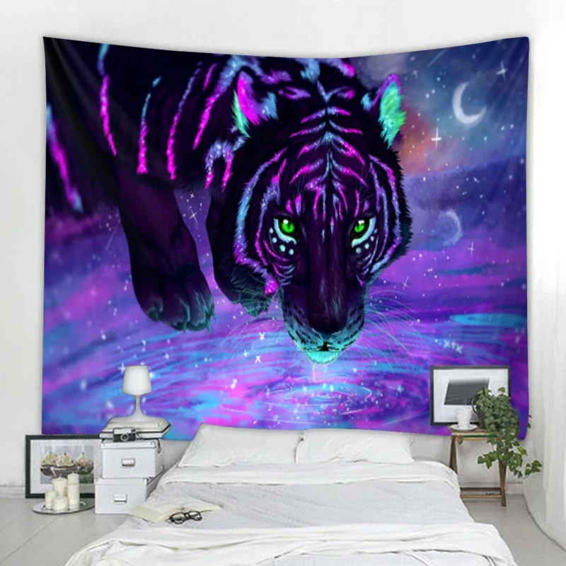 Tiger Tapestry, Psychedelic, Hanging On The Wall, Animals, Decorative Cloth