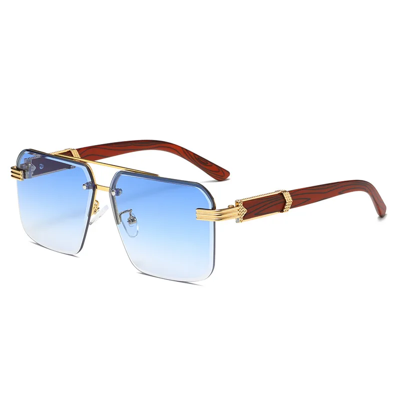 Textured Double-Bridge Fashion Sunglasses