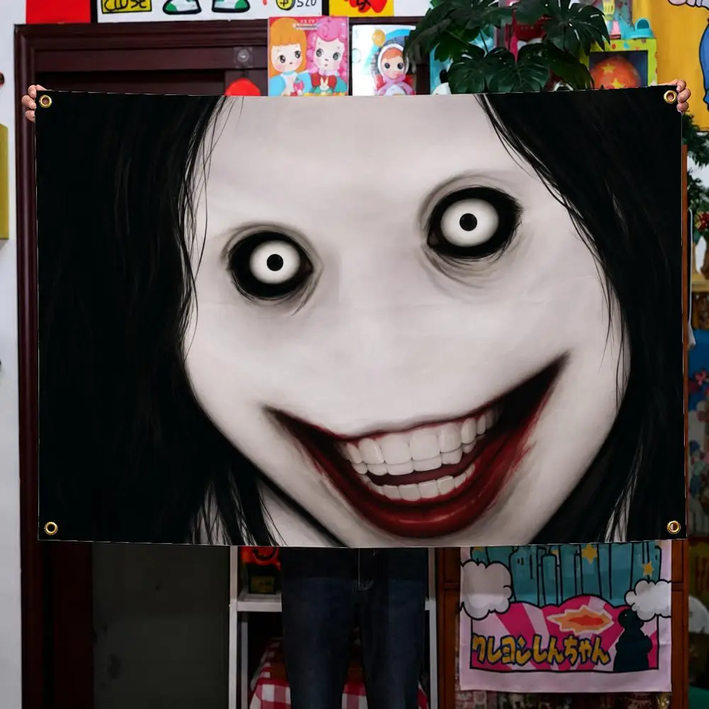 Character Jeff The Killer Creepypasta Flags Wall Hanging Background Flag Wall Decor Banners for Outdoor Bedroom Dorm Room Decor
