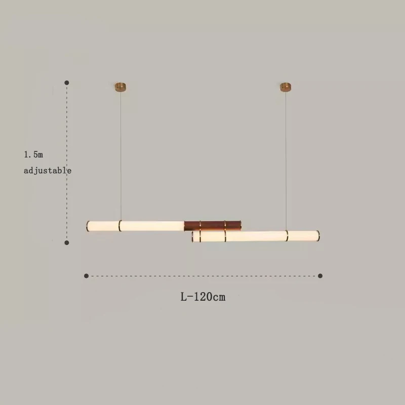 Nieuw retro restaurant, woonkamer, bar, kroonluchter met lange strip, studeerkamerontwerper, displaykroonluchter met houtnerf aan de receptie