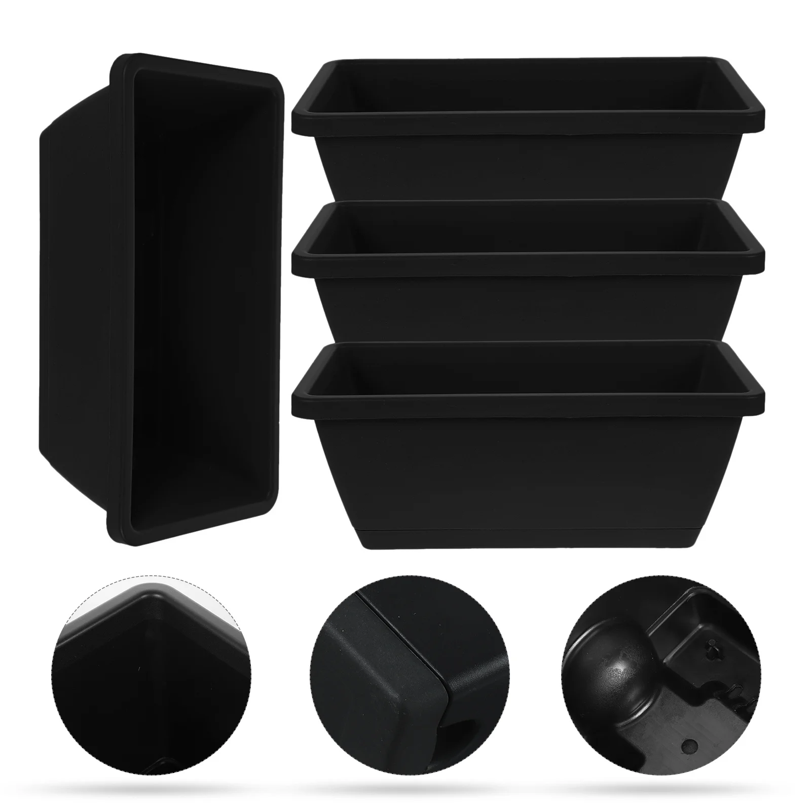 4 قطعة أواني الزهور البلاستيكية الكبيرة مستطيلة نافذة صندوق المزارعون لحديقة بونساي الصبار عرض عصاري زارع مستطيلة #4