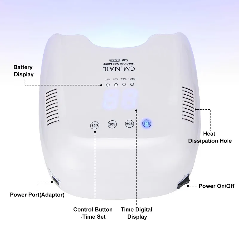 Lampada professionale per unghie a LED UV per smalto gel - Lampada da tavolo per salone per asciugatrice per unghie ad asciugatura rapida 30s per nail art, modello P30 Pro